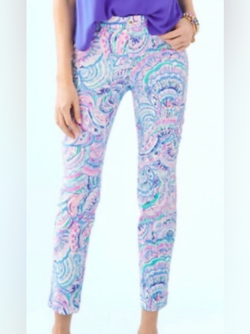 Lilly Pulitzer KELLY High Rise Skinny Ankle Pants - Happy As A Clam - Picture 6 of 6